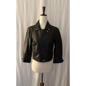 Dept Brand Leather Moto Jacket, Size Medium